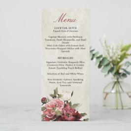 Burgundy Bouquet Empfang Menu Card Menükarte