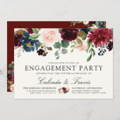 Burgundy Bouquet | Engagement Einladung (Vorne/Hinten)