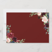 Burgundy Bouquet | Floral | Hochzeitstypografie Einladung (Rückseite)