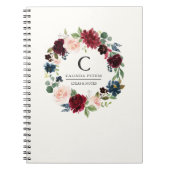 Burgundy Bouquet | Floral monogramm Notizblock (Vorderseite)