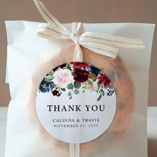 Burgundy Bouquet | Hochzeit | Vielen Dank Runder Aufkleber