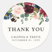 Burgundy Bouquet | Hochzeit | Vielen Dank Runder Aufkleber (Vorderseite)