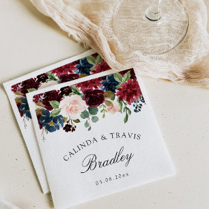 Burgundy Bouquet   Hochzeitscocktail Serviette