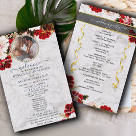 Burgundy Bouquet mit Marmorhochzeitprogramm