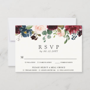 Burgundy Bouquet Overhang UAWG RSVP Karte