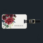 Burgundy Bouquet | Personalisierter Name Gepäckanhänger<br><div class="desc">Ein einzigartiges,  bordeauxrotes Gepäckstück mit einem individuelle Name.</div>
