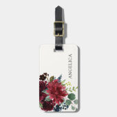Burgundy Bouquet | Personalisierter Name Gepäckanhänger (Vorderseite vertikal)