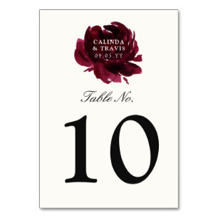 Burgundy Bouquet   Rose Floral   Tischnummer