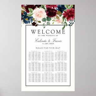 Burgundy Bouquet Seekarte für Blumenbeete Poster