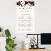 Burgundy Bouquet | Tabelle 12 — Floral Poster (Heimbüro)