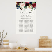 Burgundy Bouquet | Tabelle Floral 9 Poster (Küche)