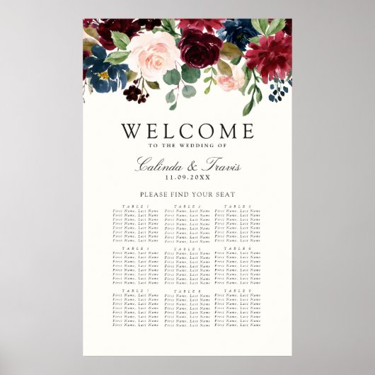 Burgundy Bouquet | Tabelle Floral 9 Poster (Vorne)