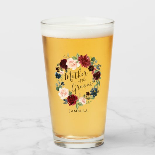 Burgundy Bouquet Wreath Mother of the Groom Glas (Vorne (Gefüllt))