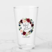 Burgundy Bouquet Wreath | Trauzeugin Glas (Vorderseite)