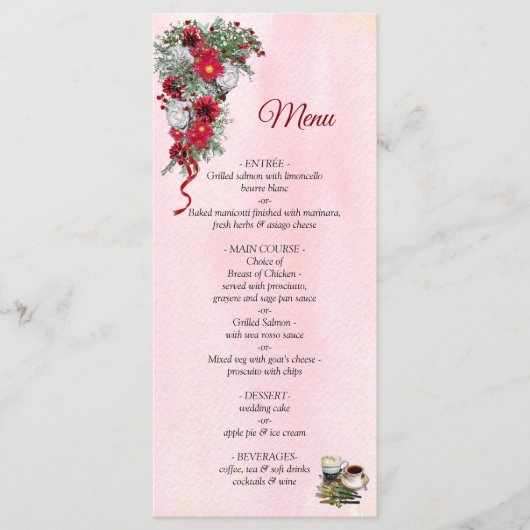 Burgundy Bouquets Blume Menükarte (Vorderseite)