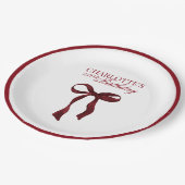 Burgundy Bow Birthday Pappteller (Schrägansicht)