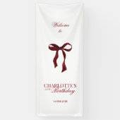 Burgundy Bow Birthday Party Shower Banner (Vertikal)