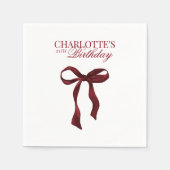 Burgundy Bow Birthday Serviette (Vorderseite)