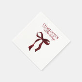 Burgundy Bow Birthday Serviette (Ecke)