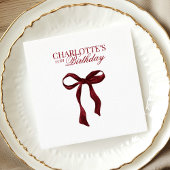 Burgundy Bow Birthday Serviette