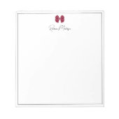 Burgundy Bow Border Script Custom Name Script Notizblock (Vorderseite)