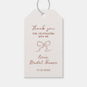 Burgundy Bow Brautparty Geschenkanhänger (Vorderseite)