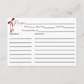 Burgundy Bow Brautparty Rezept Card Begleitkarte (Vorderseite)