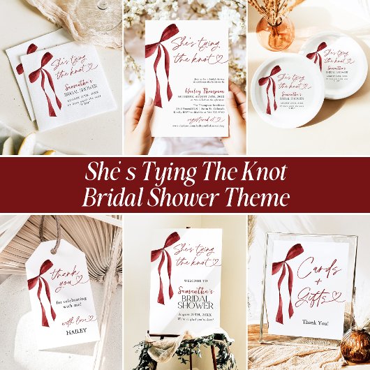 Burgundy Bow Brautparty Vielen Dank Dankeskarte