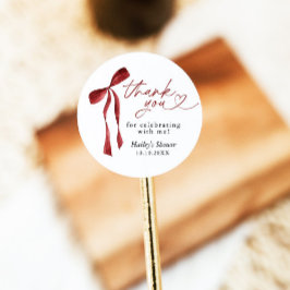Burgundy Bow Brautparty Vielen Dank, Gefallen Tags Runder Aufkleber