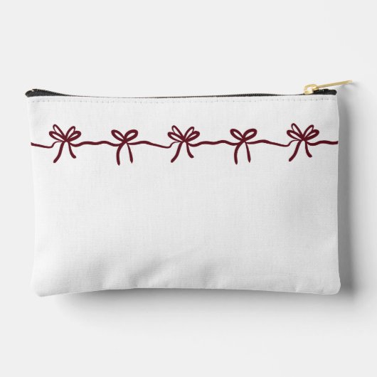 Burgundy Bow Bridesmaid Moderne Skriptreise Zubehörtasche (Rückseite)