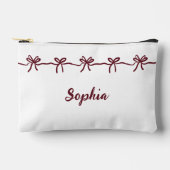 Burgundy Bow Bridesmaid Moderne Skriptreise Zubehörtasche (Vorderseite)