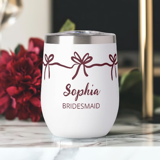 Burgundy Bow Bridesmaid Personalisierter Skriptnam