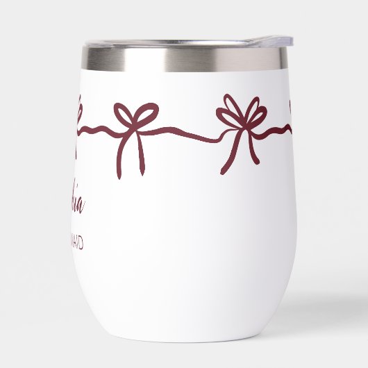 Burgundy Bow Bridesmaid Personalisierter Skriptnam (Links)