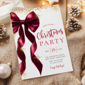Burgundy Bow Christmas Party Invitation Einladung