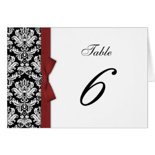 Burgundy Bow Damask Tischnummer