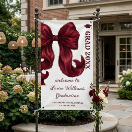 Burgundy Bow Graduation Welcome Sign Banner