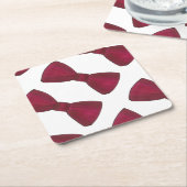 Burgundy Bow Krawatte Bowtie Groom Prom Hochzeitsm Rechteckiger Pappuntersetzer (angewinkelt)