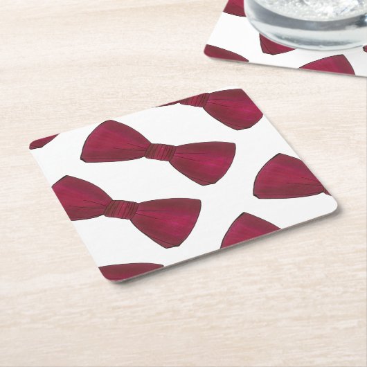 Burgundy Bow Krawatte Bowtie Groom Prom Hochzeitsm Rechteckiger Pappuntersetzer (angewinkelt)