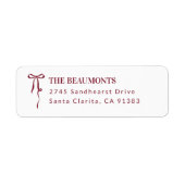 Burgundy Bow Return Address Label (Vorne)