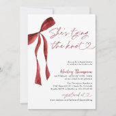 Burgundy Bow Sie bindet das Brautparty des Knotens Einladung (Vorderseite)