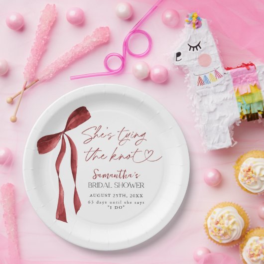 Burgundy Bow Sie bindet das Brautparty des Knotens Pappteller (Party)