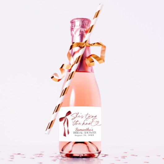 Burgundy Bow Sie bindet das Brautparty des Knotens Schaumweinetikett