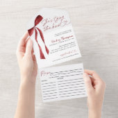 Burgundy Bow verbindet das Brautparty des Knotens All In One Einladung (Abreißen)