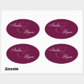 BURGUNDY Braut und Groom Hochzeit Oval Ovaler Aufkleber (Blatt)