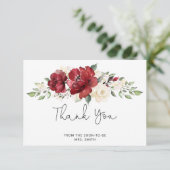 Burgundy Brautparty danke Karte (Stehend Vorderseite)