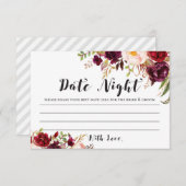 Burgundy Brautparty Date Night Card Begleitkarte (Vorne/Hinten)