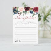 Burgundy Brautparty Date Night Ideale Anleitung Ka Hinweiskarte (Stehend Vorderseite)