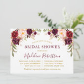 Burgundy-Brautparty Einladung (Stehend Vorderseite)