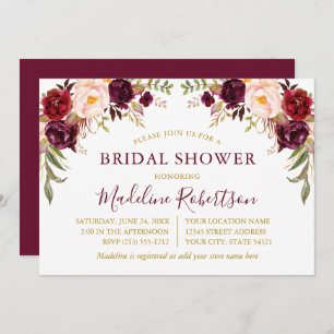 Burgundy-Brautparty Einladung