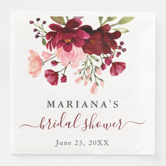 Burgundy-Brautparty Serviette (Vorderseite)